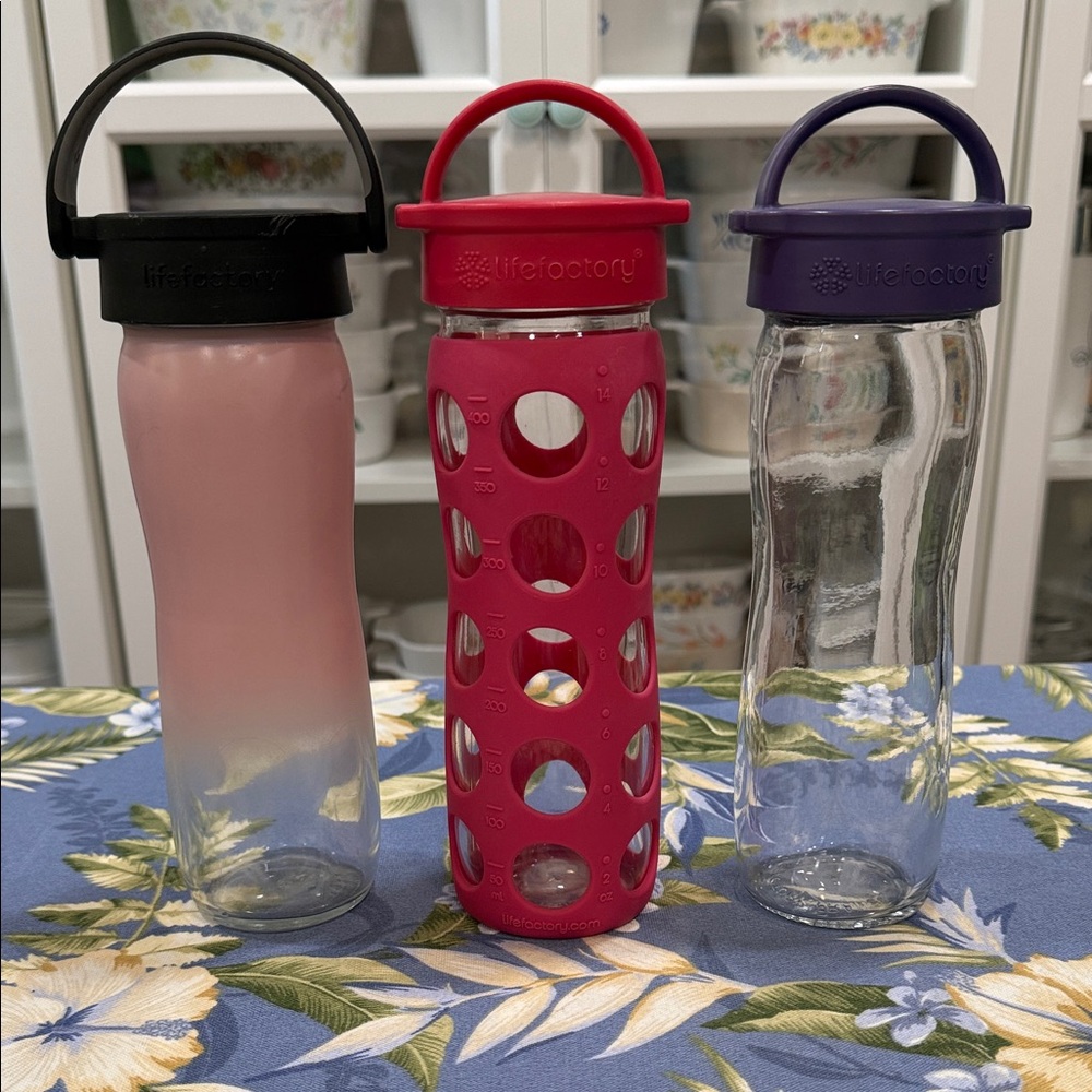 Lifefactory Glass Water Bottles set of three